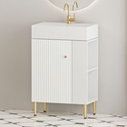 21.6" Bathroom Vanity with Ceramic Sink Storage Cabinet W/ Door Open Shelf White