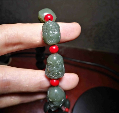 genuine chinese hotan hetian jade 18 luohan arhats necklace worry beads nephrite - Picture 6 of 8