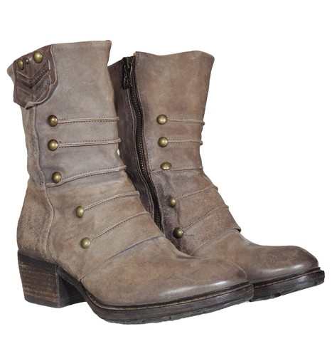 A.S.98 Military Dress Style Boots in Stone Leather Side Zip Women's 37 (US 6.5)