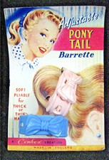 Old Pony Tail Kids Barrettes Pink  Blue Store Display Card Unused Store Stock