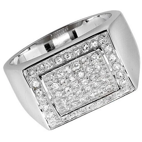 Uomo Anello Argento Sterling Fidanzamento da Uomo Cz 925 Marchio Misure J - Immagine 3 di 3