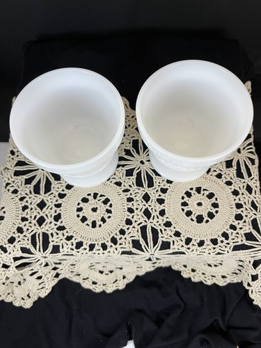 Vintage Anchor Hocking Grape Pattern Milk Glass Footed Custard Sherbet Cups ~ 2 - Picture 2 of 5