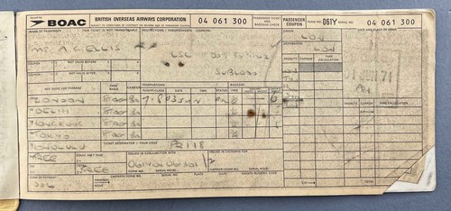 BOAC AIRLINE TICKET HONG KONG & INDIA AIRPORT DEPARTURE TAX REVENUE STAMP FISCAL - Picture 5 of 6