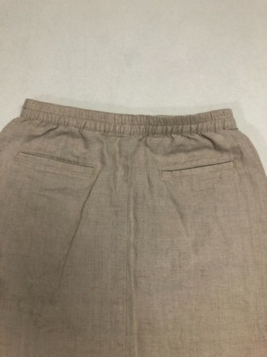 LL Bean Womens 100% Linen Midi Skirt 6 Petite Classic Fit Straight Khaki Pockets - Picture 5 of 10