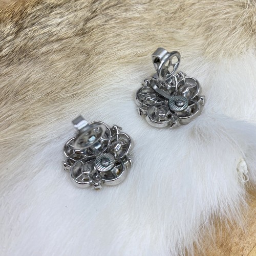 Vintage 50er Jahre Trifari Mid Century Modern blau Aurora Borealis AB Strass Ohrringe - Bild 9 von 10