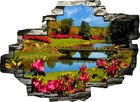 Nature Beautiful Flowers Lake 3d Smashed View Wall Sticker Poster Bedroom Z589