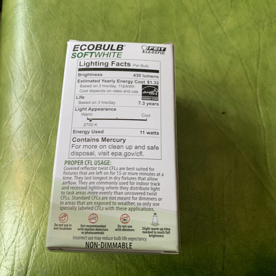 Feit EcoBulb 50w Compact Fluorescent Twist 430 Lumen Efficient Soft Light 11watt - Image 2 of 4