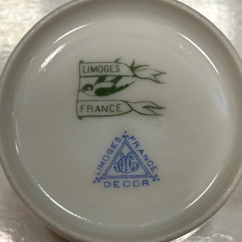 Set(2) Limoges Porcelain Demitasse Cups Saucers Blue Band W/Gold M. Guerin & Co - Picture 17 of 17