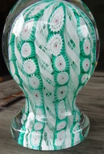 Fratelli Toso Murano Glass Millefiori Zanfirico Pedestal Knob Crown Paperweight