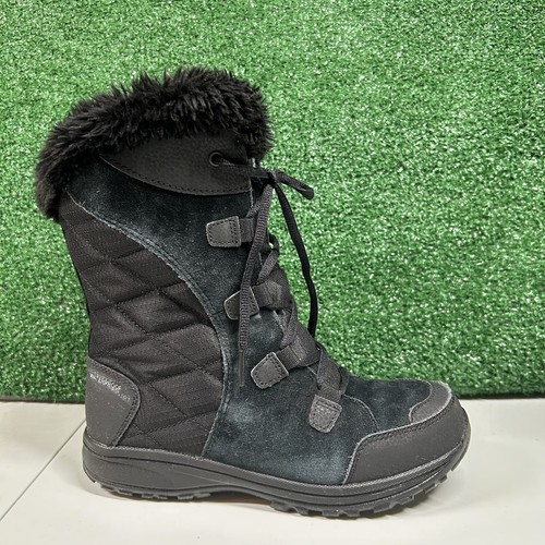 Columbia Ice Maiden II Boots Womens 7 M Black Leather Snow Winter Warm Outdoor