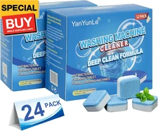 Washing Machine Cleaner, Deodorizer, & Descaler 24-Pack- Deep Cleaning Tablets f