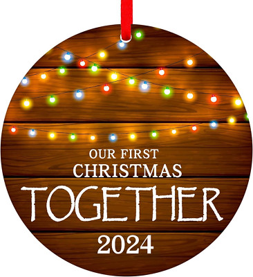 Christmas Together Ornament 2024, 3'' Rustic 1St Holiday Keepsake