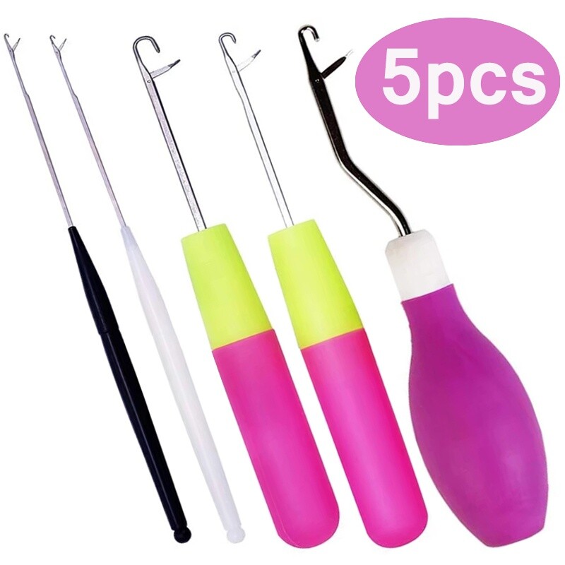 5Pcs Dreadlocks Crochet Bent Latch Hook Needle Kit Hair Locking Braid