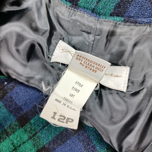 Vintage Dress Womens Medium Petite Plaid Tartan Blackwatch Wool Blend V Neck - Bild 6 von 12