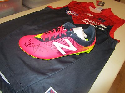 Melbourne- Nathan Jones signed New Balance football boot - Left.  Inc COA