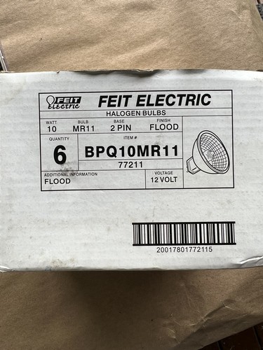 6- Feit 77210 10W 12V Flood Reflector MR1 1 Bulbs bpq10mr11 G4 Base Set of 6 - Picture 2 of 2
