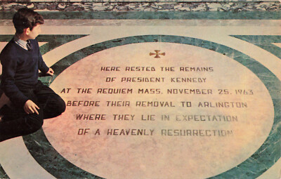 Postcard JFK John F Kennedy St Matthew's Cathedral Rhode Island Circular Plaque