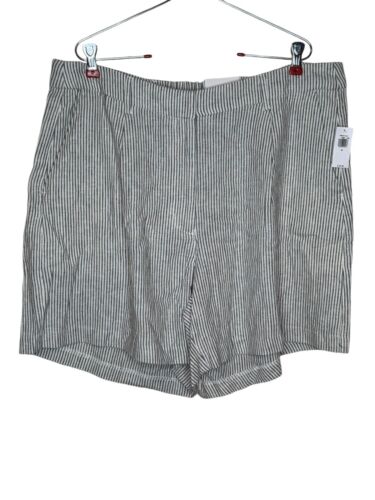 Old Navy Women's Shorts Stripe Linen Blend Pockets Pleated Black/White Sz.XL NWT