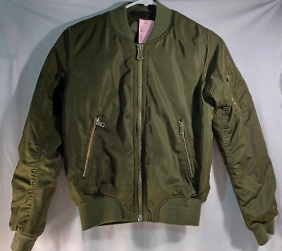 TOPSHOP Army Olive Green Bomber Jacket Size Pre