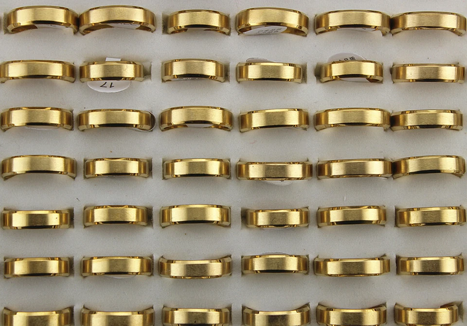 50pcs Men's Jewelry Wholesale Lots Fashion Gold Color Stainless Steel Rings - Image 2 of 4