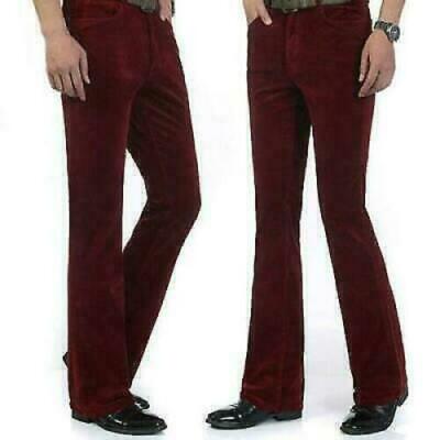 Mens Vintage Corduroy Bell Bottom Flares Pants Bootcut