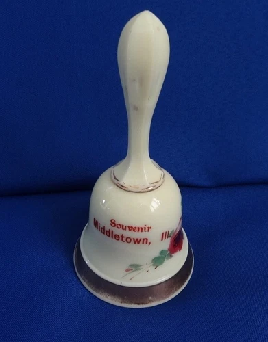 Antique UG Uranium Custard Glass Bell - Souvenir MIDDLETOWN IL Illinois