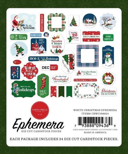 CARTA BELLA "WHITE CHRISTMAS" EPHEMERA DIE CUTS 34PCS. WINTER SCRAPJACK'S PLACE - Picture 2 of 2
