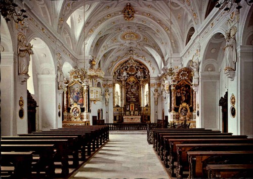 Postkarte ~1970/80 HALL in Tirol Österreich Innenansicht der Jesuitenkirche