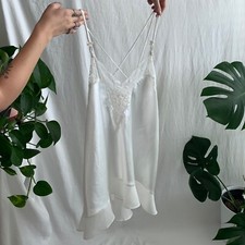 Linea Donatella White Satin Slip Dress Size Medium/Large