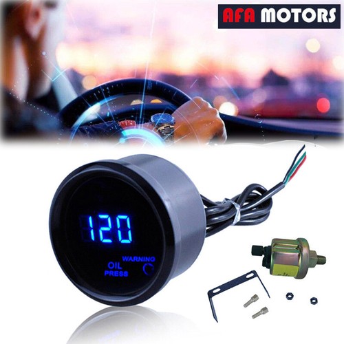 Universal 2" 52mm Digital LED Electronic Oil Pressure Gauge+Sensor Meter Kit