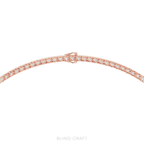 Juego milagroso collar tenis moissanita real redondo de 1,93 quilates chapado en oro de 14 k - Imagen 14 de 18