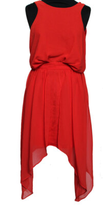 KLEID COCKTAILKLEID BCBGENERATION KLEID SOMMERKLEID ROT VORNE KÜRZER Gr. 34 NEU