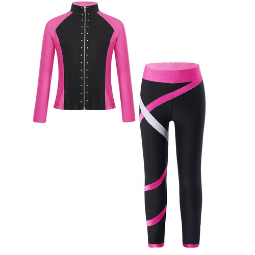 Kids Girls Outerwear Zipper Jacket Gymnastics Sweatshirt Top Activewear Sports - Picture 47 of 58