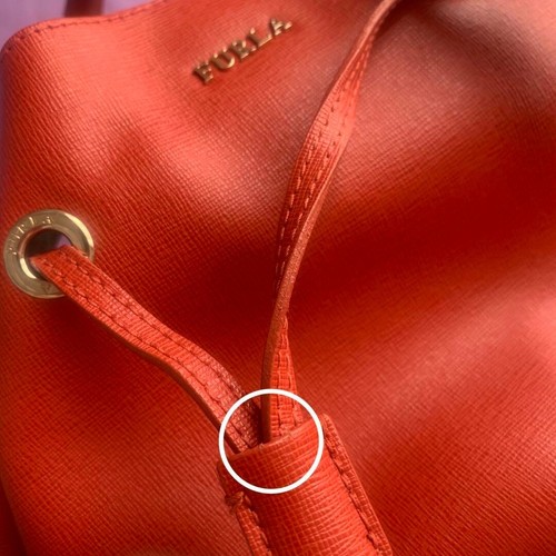 FURLA Stacey Orange 2way Leather Crossbody Bag Drawstring With Pouch - Picture 4 of 7