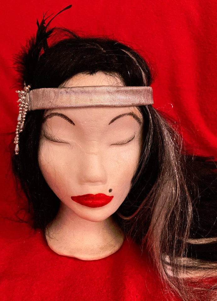 Peluca de carnaval para mujer 2 piezas negra/plateada Foto 2 de 4