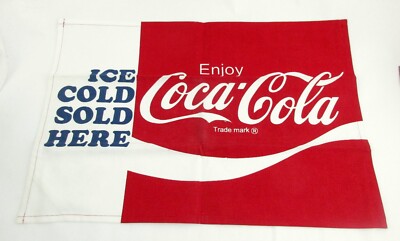 Vtg  Ice Cold Coke Sold Here  Retail Cloth Banner 16 x24  Excellent Condition