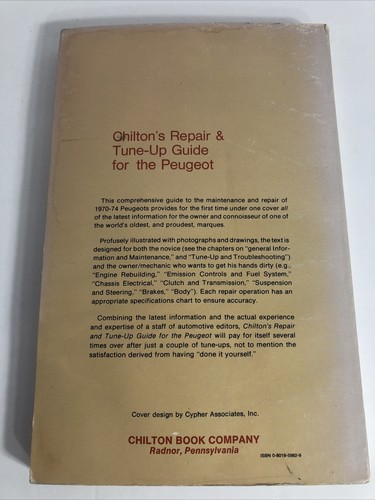 Chiltons Peugeot 1970-74 repair and tune up guide 304 504 diesel #5982 READ - Picture 2 of 6