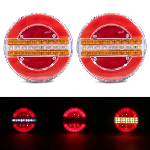 2x 5.5'' Round LED Tail Light Stop Turn Signal Rear Brake Lamp DRL Truck Trailer - Picture 11 of 22