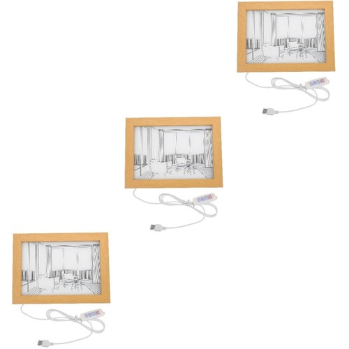 3 PCS LED Mural Lights Photo Frame Decoration Mini Vintage Frames - 第 7/12 張圖片