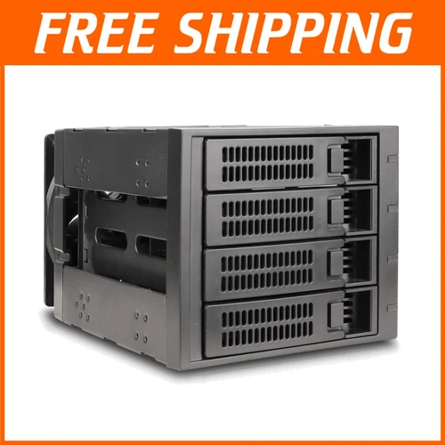 Elegant Black Hot-Swap 3 x 5.25-Inch SATAIII/SAS Drive Cage - 4 HDD Capacity