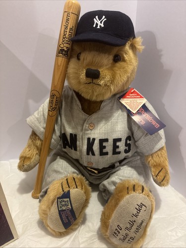 VINTAGE NEW YORK YANKEES 1930 BABE RUTH COOPERSTOWN TEDDY BEAR 169/1,000 W/ COA - Picture 2 of 13
