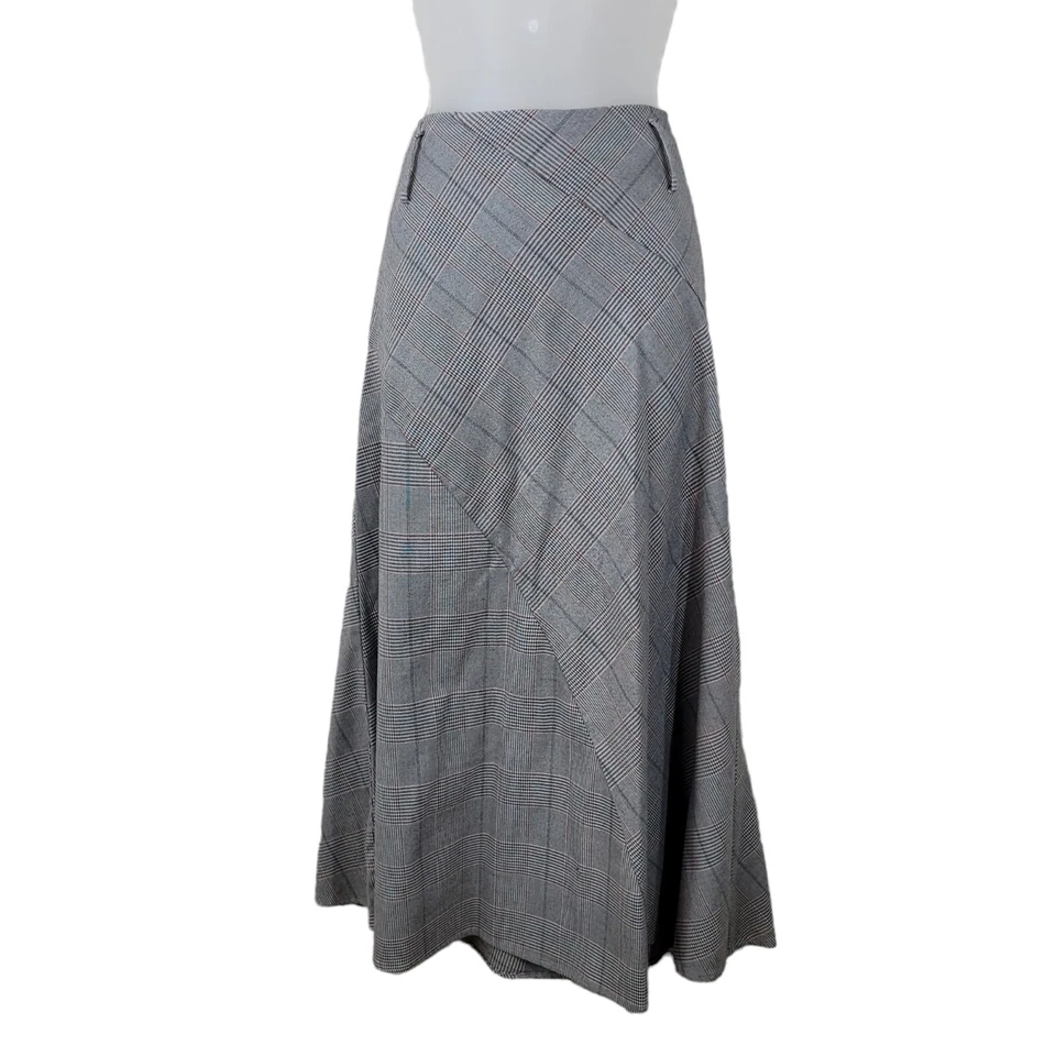 Falda Dressbarn Talla 10 Dark Academia Royalcore Midi Larga a Cuadros Gris Rojo De Colección Foto 2 de 4
