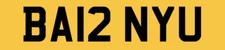 BARNEY PRIVATE NUMBER PLATE PERSONAL REGISTRATION BA12 NYU CAR REG BARNEY U