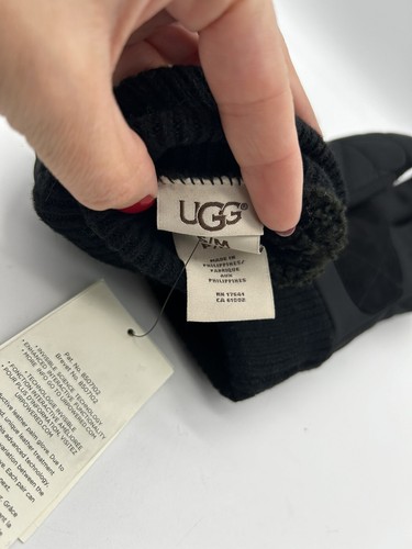 UGG All Weather Quilted Gloves With Knit Cuff Black Sz S/M NWT $95 - Picture 7 of 8