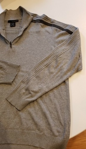 Calvin Klein Jeans Mens 1/4 Zip Sweater Sz XL Solid Gray Cotton Pullover N46 - Picture 6 of 7