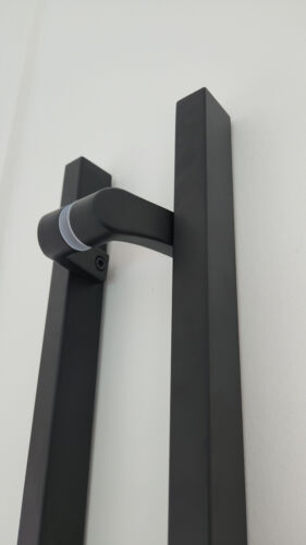45º Offset Modern Door Pull Handle Square Bar Ladder H-shape Matte Black Finish - Picture 2 of 5