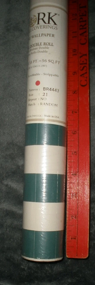 Papel de parede fino York Wallcoverings 2 rolos duplos 56sfx2 Patt BR4443 listra verde - Imagem 3 de 4