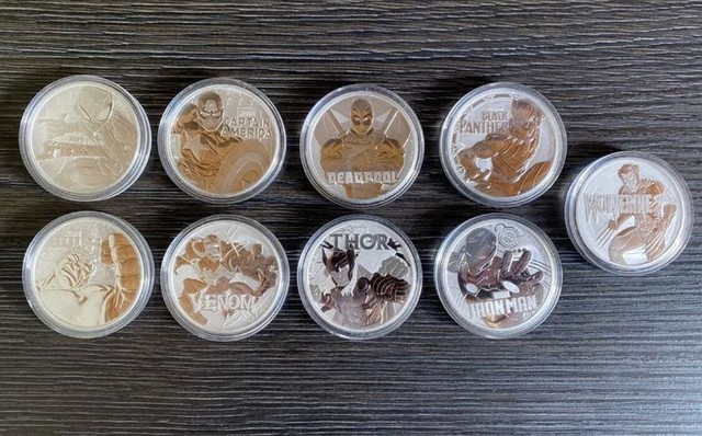 Tuvalu 1 Oz Marvel .999 Complete Set of 9 Piece “Rare” Silver Coins- Tuvalu 1 Oz Marvel .999 Complete Set of 9 Piece “Rare” Silver Coins-