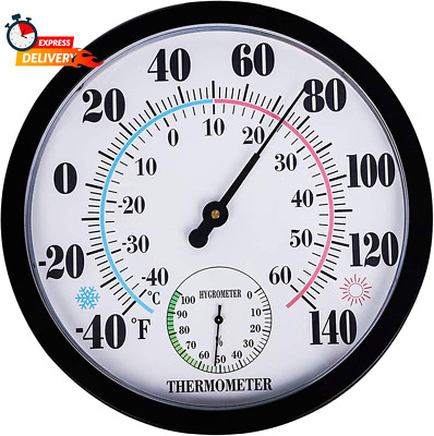 Indoor Outdoor Thermometer Hygrometer - Waterproof Hanging Wall Thermometer Deco