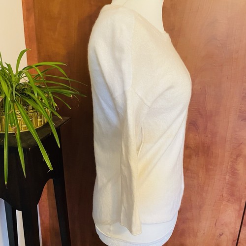 Duffy Size Small Cashmere Jumper Cream Beige Colourblock Seam Detail Soft Cosy - Picture 4 of 12